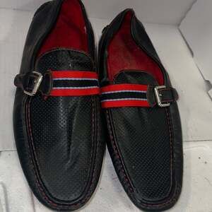 Robert Gate Men's Black Perforated Faux Leather